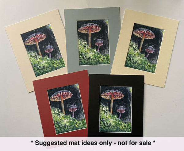 Orange-gilled Mushrooms Original Watercolor Print